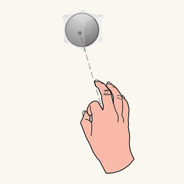 gestos instintivos para objetos lejanos pequeños