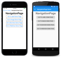 de NavigationPage Ejemplo de navigationPage Ejemplo