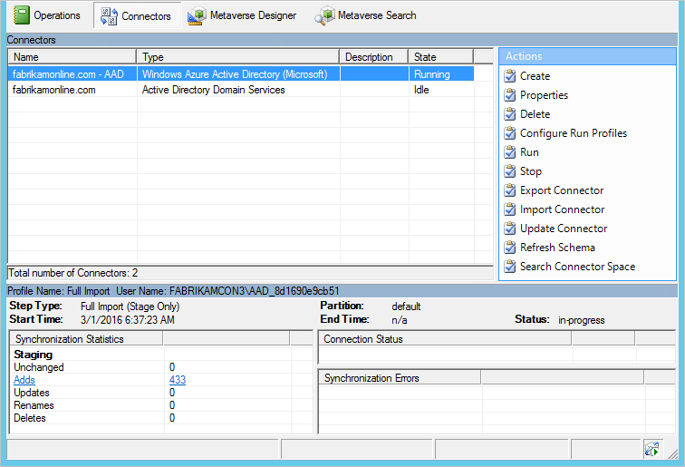 Captura de pantalla que muestra Sync Service Manager.