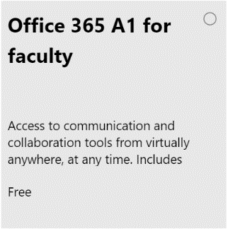 Office 365 A1 para la opción de licencia de profesorado.