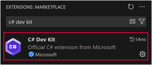 Kit de desarrollo de C# en Marketplace de extensiones de Visual Studio Code