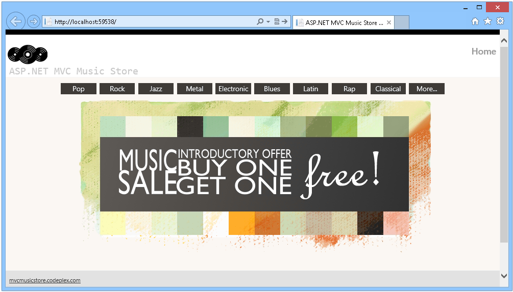 Screenshot shows a music genre page where you can verify that the Genres menu is retrieved from the database.