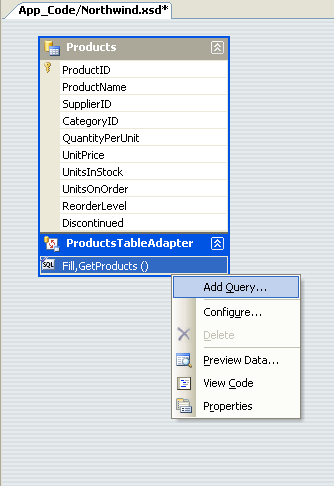 Right-Click on the TableAdapter and Choose Add Query