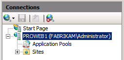In IIS Manager, in the Connections pane, expand the server node (for example, PROWEB1)