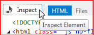 Screenshot showing how to select the Inspect button of the Page Inspector browser window to use CSS.