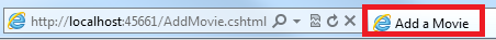 A browser tab showing the 'Add Movies' title created dynamically