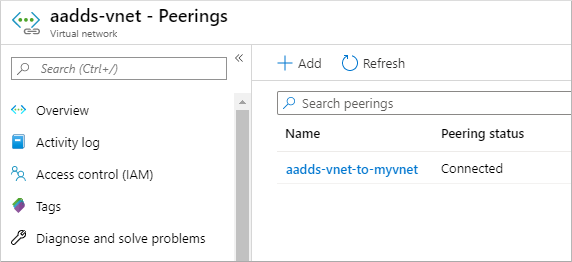 Successfully connected peered networks in the Microsoft Entra admin center