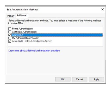Captura de pantalla de cómo agregar la autenticación multifactor de Microsoft Entra como un método de autenticación adicional.