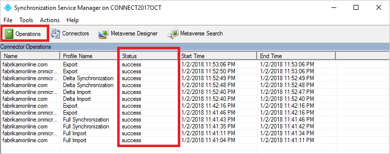 Captura de pantalla de Synchronization Service Manager