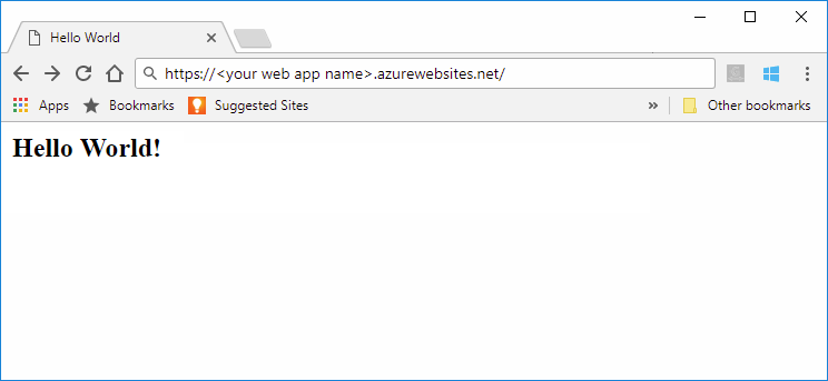 Maven Hello World web app running in Azure App Service