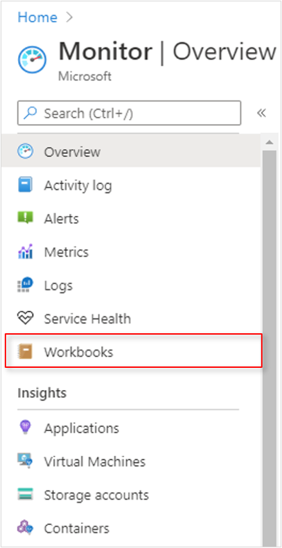 Screenshot of Workbooks button highlighted in a red box.