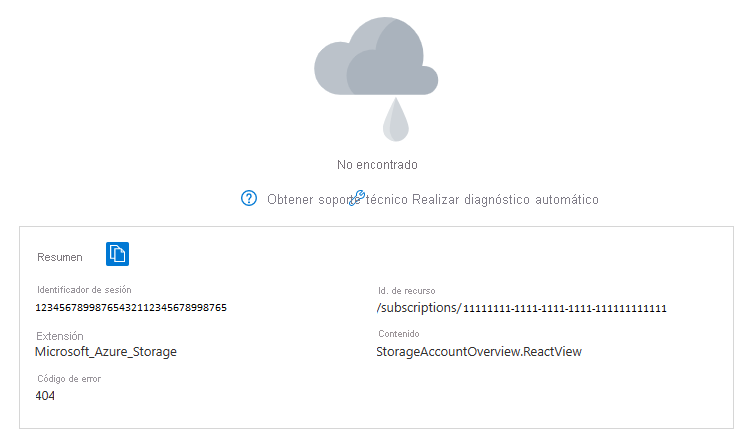Captura de pantalla de Azure Portal que muestra un recurso eliminado con un mensaje de error 