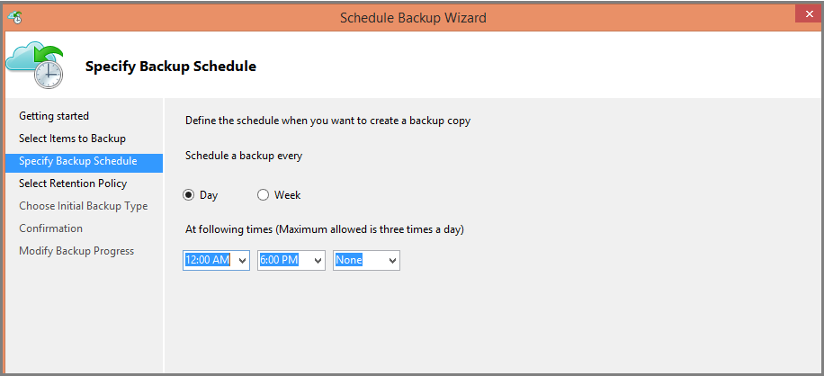 Captura de pantalla que muestra la opción programación diaria.