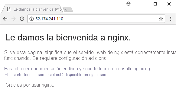 Página web predeterminada de NGINX