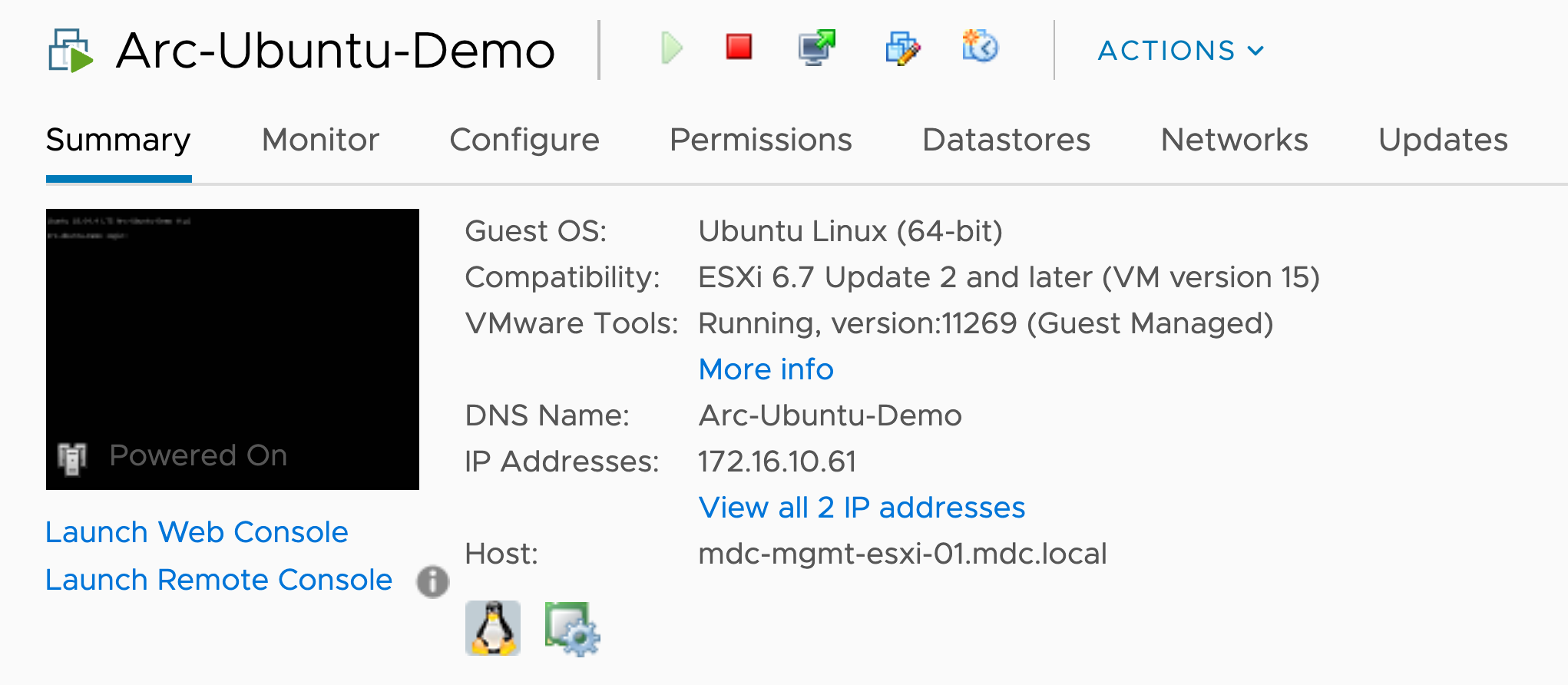 A screenshot of a new VMware vSphere Ubuntu server virtual machine.