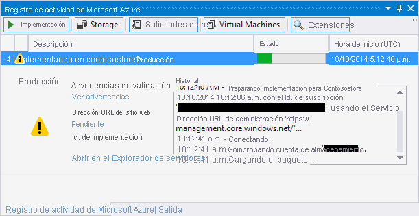 Ventana Registro de actividad de Microsoft Azure