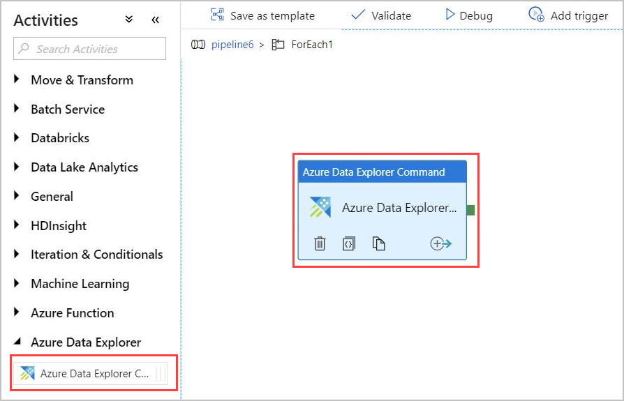 Actividad de comando de Azure Data Explorer.