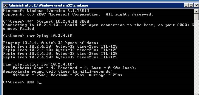 Captura de pantalla del error de la línea de comandos "No se pudo abrir la conexión con el host".