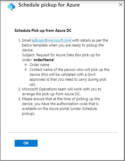 Schedule pickup for Azure instructions