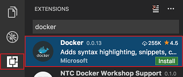 Installing the Docker extension for Visual Studio Code