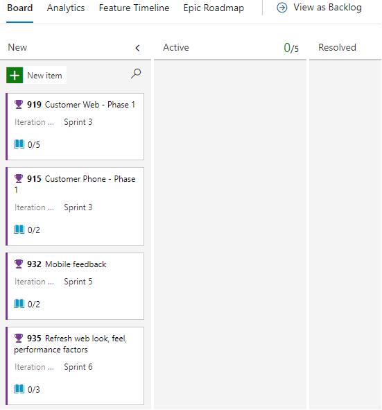 Captura de pantalla donde se ve un panel de características con rutas de acceso de iteración actualizadas.
