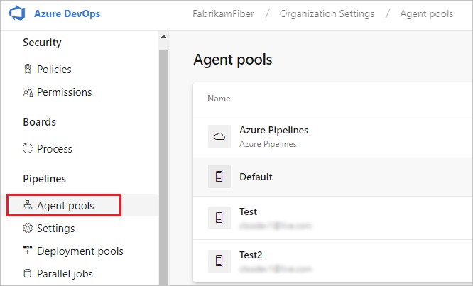 Choose Agent pools tab.