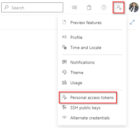 Captura de pantalla que muestra cómo crear un token de acceso personal.