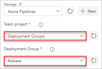 Configuración del grupo de implementación de Azure Pipelines.