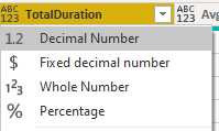Power BI + OData - change Total Duration column type.