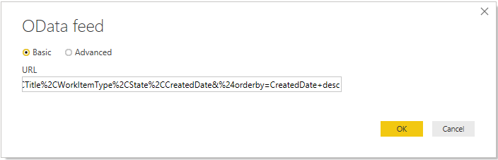 Power BI - OData Feed - Paste in query