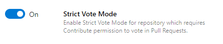 Captura de pantalla en la que se muestra la configuración del repositorio Strict Vote Mode (Modo de voto estricto).