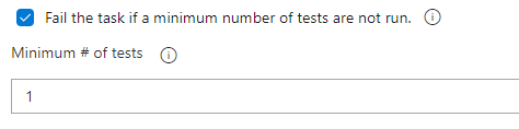 Captura de pantalla que muestra la tarea Fail the task if a minimum number of tests are not run option.