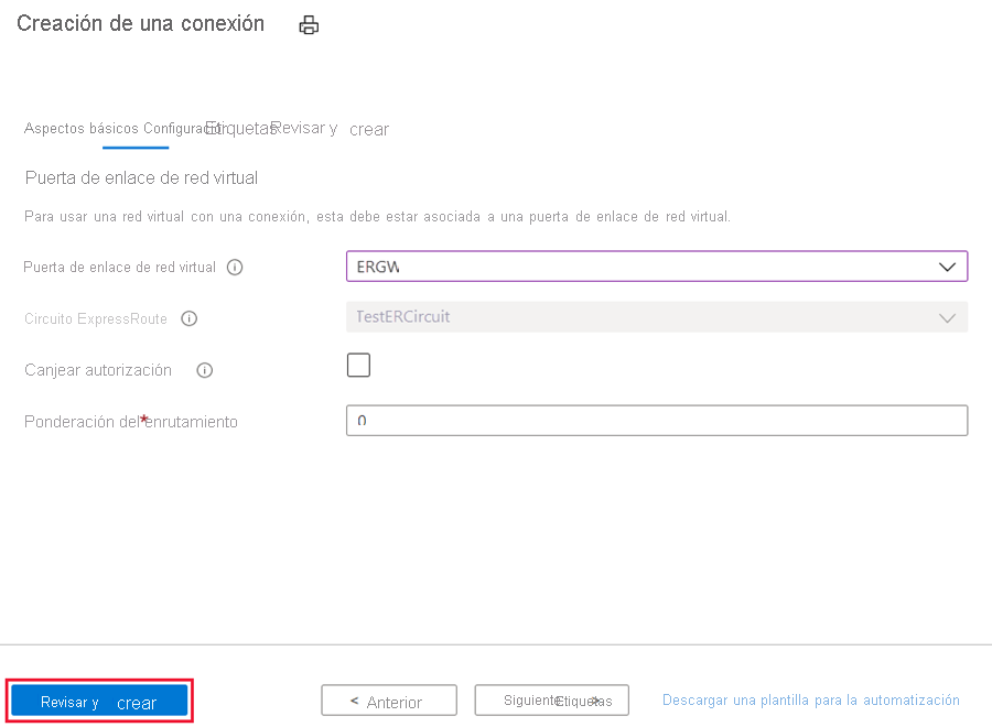 Create connection settings page