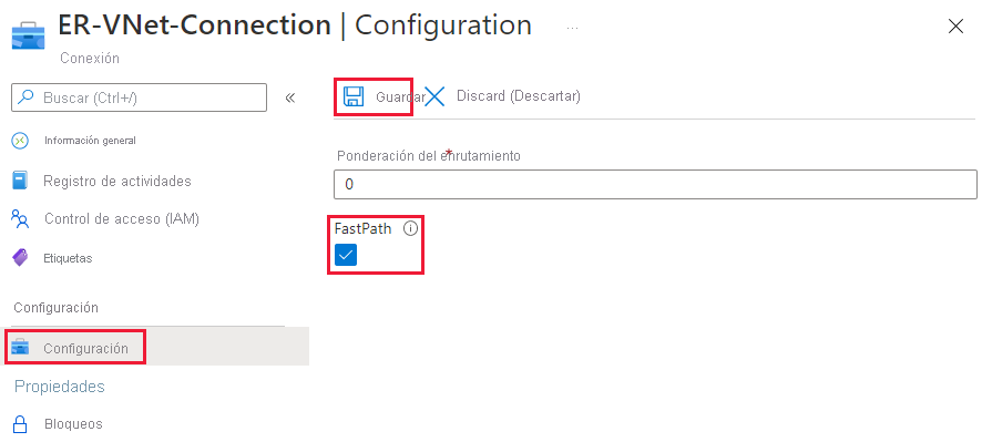 Screenshot of FastPath checkbox on connection configuration page.