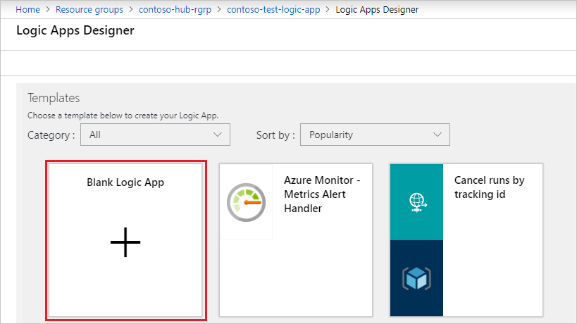 Comenzar con una aplicación lógica en blanco en Azure Portal