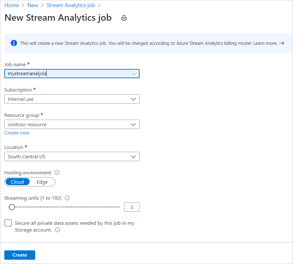 Creación de un trabajo de Stream Analytics en Azure