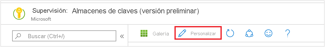 Captura de pantalla del botón Personalizar