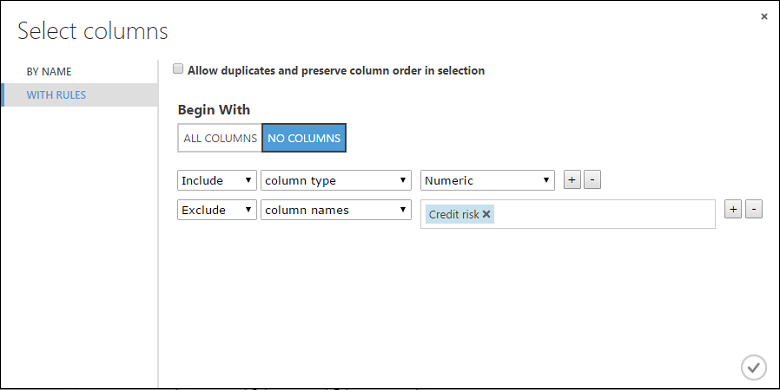 Seleccionar columnas para el módulo Normalize Data (Normalizar datos)