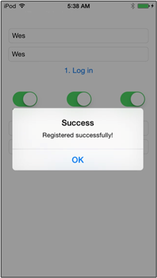 Notificación de prueba de iOS mostrada