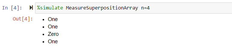 Jupyter cell simulating a Q# operation with arguments