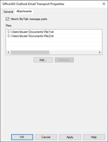 Office 365 propiedades de datos adjuntos de Outlook Email en BizTalk Server