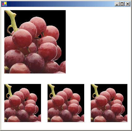 Captura de pantalla que muestra una imagen con una configuración de interpolación variada.