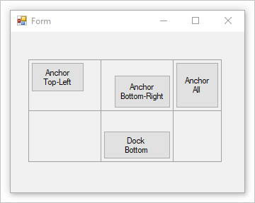 Formulario Windows Forms con control de diseño de tabla.