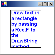 Captura de pantalla que muestra la salida al usar el método DrawString.