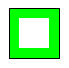 Rectángulo dibujado con líneas negras con la línea verde ancha dentro.