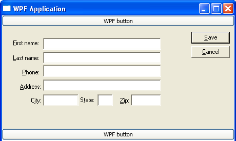 Captura de pantalla de la aplicación WPF en ejecución.