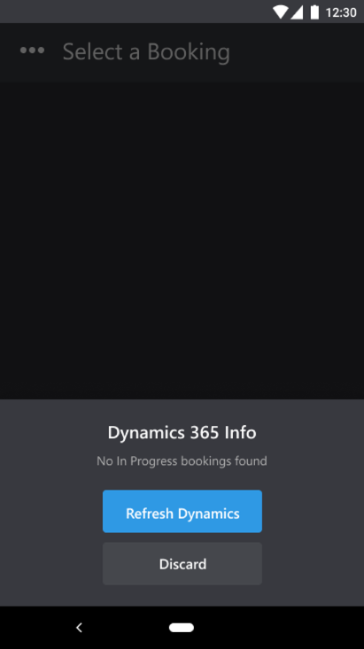 Screenshot of Dynamics 365 Remote Assist mobile showing the option to refresh Dynamics 365.
