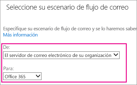 Elegir del servidor de correo de su organización a Microsoft 365 u Office 365