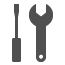 Símbolo de la llave inglesa del destornillador.