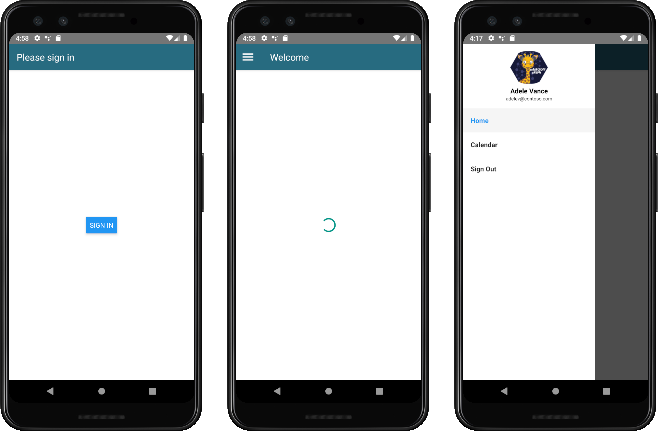 Capturas de pantalla de la aplicación en Android
